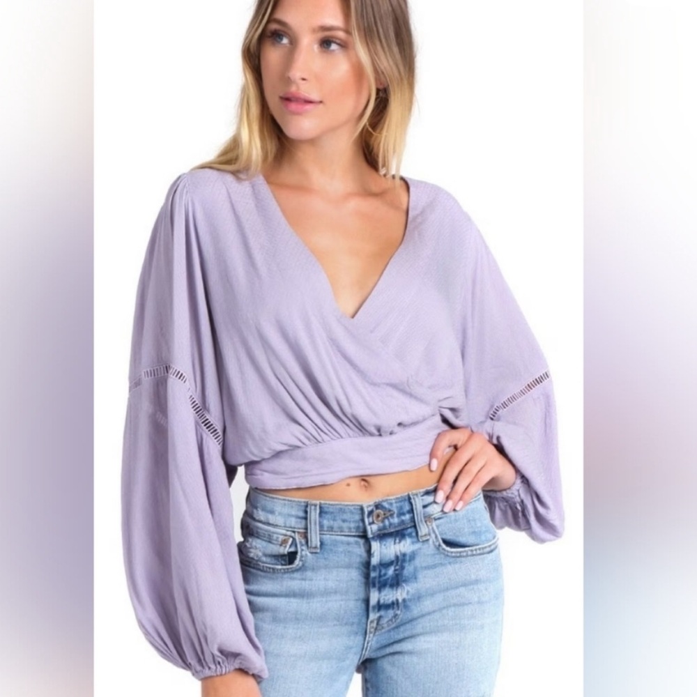 Free People Lilac Wrap Blouse